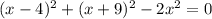 (x-4)^2+(x+9)^2-2x^2=0