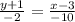 \frac{y + 1}{ - 2} = \frac{x - 3}{ - 10}