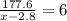 \frac{177.6}{x - 2.8} = 6