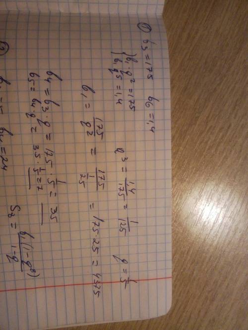 1. (bn)- прогрессия,b3=175,b6=1,4 .найти члены прогрессии заключенные между ними. 2.(bn)- прогрессия