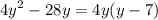 {4y}^{2} - 28y = 4y(y - 7)