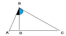 Втреугольнике авс высота,проведенная из вершины в,пересекает сторону ас в точке d.сделайте рисунок и