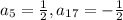 a_5=\frac{1}{2}, a_{17}=-\frac{1}{2}