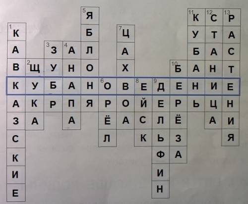 Кроссворд по кубановедению 6 класс.на любую ! подскажите,.