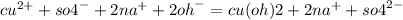 {cu}^{2 + } + {so4}^{ - } + 2 {na}^{ + } + 2 {oh}^{ - } =cu(oh)2 + 2{na}^{ + } + {so4}^{2 - }