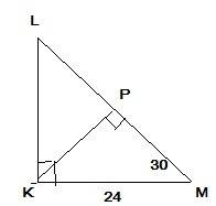 Втреугольнике klm известно, что km=24дм, dm=30 градусов, dk=90 градусов. найдите расстояние от точки