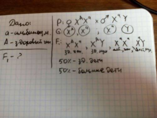 Мужчина, альбинизмом, женится на здоровой женщине, отец которой страдал альбинизмом. каких детей мож