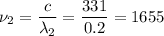 \displaystyle \nu_2=\frac{c}{\lambda_2}=\frac{331}{0.2}=1655