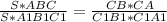 \frac{S*ABC}{S*A1B1C1} = \frac{CB*CA}{C1B1*C1A1}