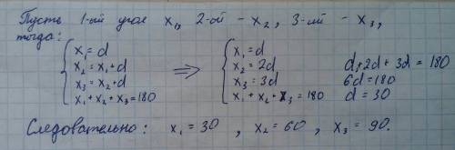 Углы треугольника образуют арифметическую прогрессию найдите углы этого треугольника