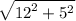 \sqrt{{12}^{2} + {5}^{2} }