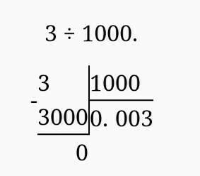 Как разделить в столбик 0,3: 100=0,003