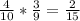 \frac{4}{10} * \frac{3}{9} = \frac{2}{15}