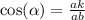 \cos( \alpha) = \frac{ak}{ab}