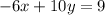 - 6x + 10y = 9