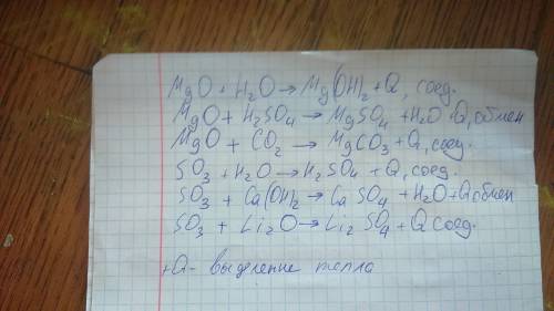 Записать уравнения реакций ,характеризующие свойства оксида магния и оксида серы(6)