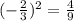 (- \frac{2}{3} ) ^{2} = \frac{4}{9}