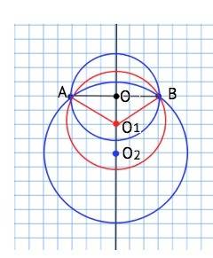 На клетчатой бумаге изобразите центры окружностей, проходящие через две данные точки и находящиеся в