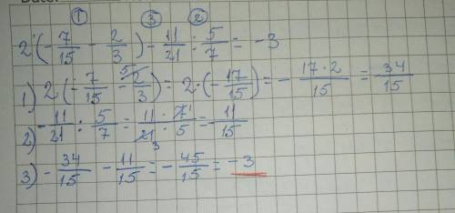 Решите выражение 2*(-7/15-2/3) - 11/21 : 5/7=? заранее .