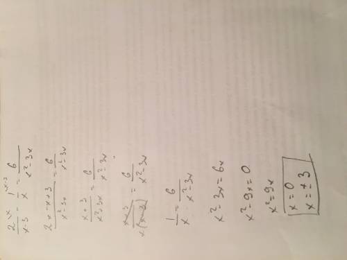 Решите уравнение 2/х-3 - 1/х=6/х2-3х