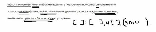 Составить схему, тип связи, и количество частей максим максимыч имел глубокие сведения в поваренном