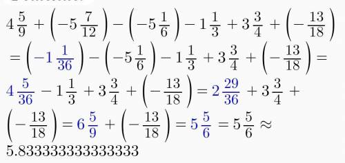 45/9+(-5 7/ 1/6)-1 1/3+3 3/4+(-13/18)=