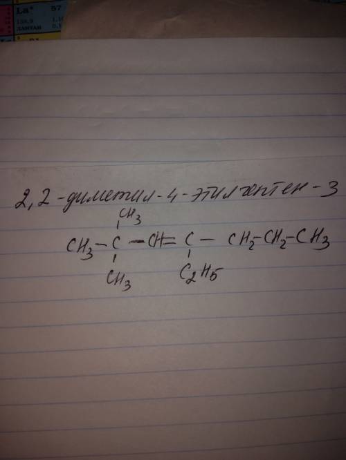 Напишите формулу 2,2-диметил-4этилгептена-3