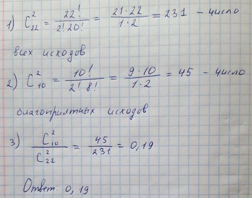 Вгруппе 10мальчиков и 12 девочек. найти вероятность того что из выброных двух дежурных оба окажутся