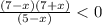 \frac{(7 - x)(7 + x) }{(5 - x)} < 0 \\