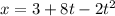 x=3+8t-2t^{2}