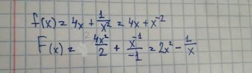 Найдите первообразную эту функции f(x)=4x+1\x²