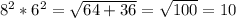 8^{2} *6^{2} =\sqrt{64+36} =\sqrt{100} =10