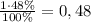 \frac{1 \cdot 48\%}{100\%} = 0,48