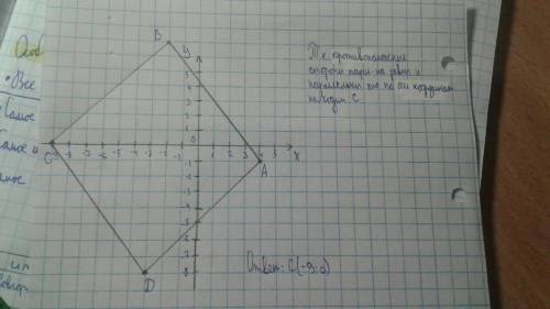 Четырехугольник авсd паралелограм а(*4: -1) в(-2; 7) d(-3; -8) найдите коорлинаиы вершиныс