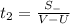 t_2=\frac{S_{-}}{V-U}