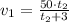 v_1 = \frac{50 \cdot t_2}{ t_2+3}