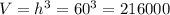 V=h^{3}=60^{3}=216000