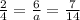 \frac{2}{4} = \frac{6}{a} = \frac{7}{14}