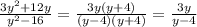 \frac{3y^{2}+12y}{y^{2}-16}= \frac{3y(y+4)}{(y-4)(y+4)}= \frac{3y}{y-4}