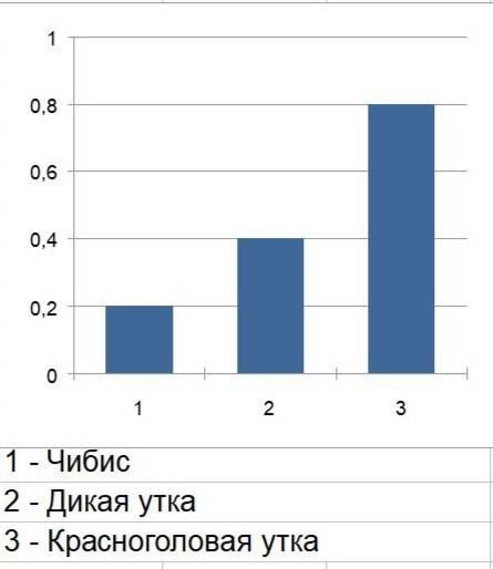 Масса чибиса 200г,она составляет 25 процентов от массы красноголовой утки.масса дикой утки составляе