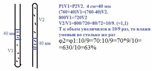 Взапаянной трубке, что стоит вертикально открытым концом вверх, под столбиком ртути высотой 4 см сод