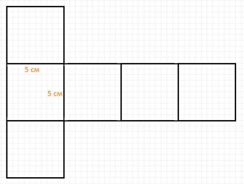 Начертите развертку куба длина стороны которого равна 5 см