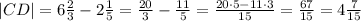 |CD|=6\frac{2}{3}-2\frac{1}{5}=\frac{20}{3}-\frac{11}{5}=\frac{20\cdot 5-11\cdot 3}{15}=\frac{67}{15}=4\frac{7}{15}