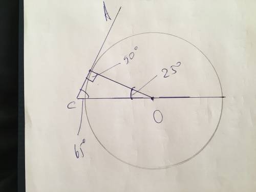 Разобраться! найдите угол асо, если его сторона са касается окружности, о центр окружности, а меньша