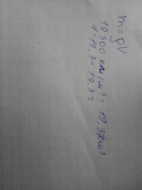 Найти массу 1см^3 золота? (плотность золота 19 300кг/м3)