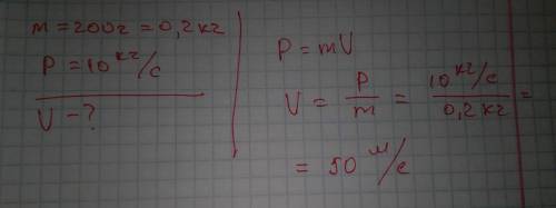 За якою швидкості руху тіло масою 200 г має імпульс 10 кг/с , годовая по !