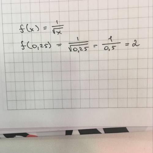 Для функции f(x)= 1\√x значение f(0,25) равно: