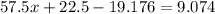 57.5x+22.5-19.176=9.074