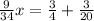 \frac{9}{34} x= \frac{3}{4} + \frac{3}{20}