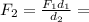 F_2= \frac{F_1d_1}{d_2}=